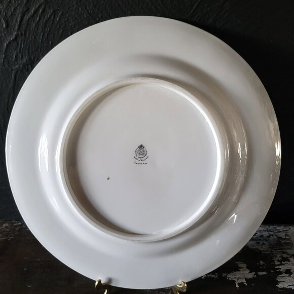 Royal Worcester Saguenay Round Serving Platter / Chop Plate Gold Floral Accents - Picture 3 of 4